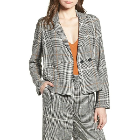 bp Jackets & Blazers - BP linen blend white and black plaid jacket size M blazer